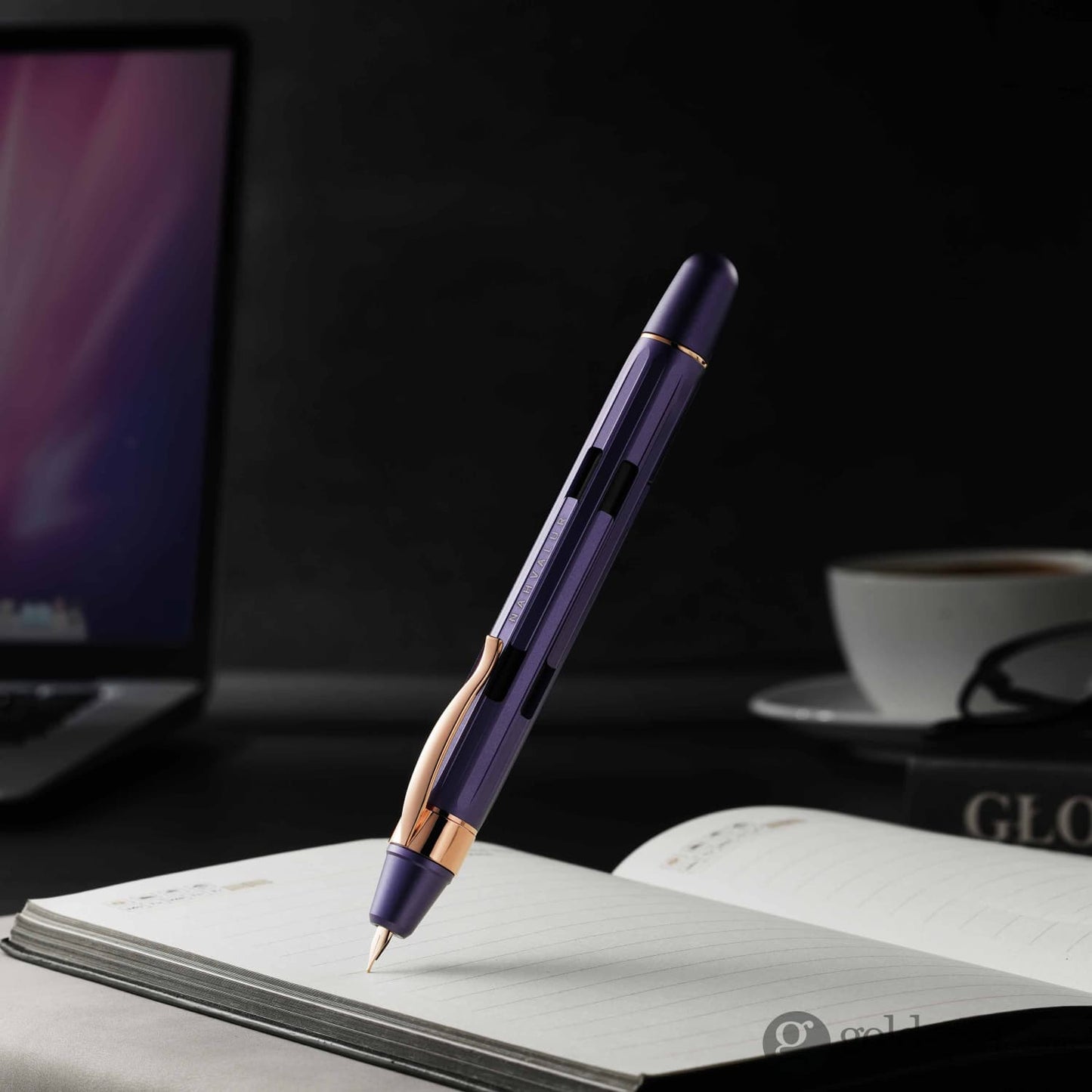 Nahvalur Eclipse Retractable Fountain Pen in Hepatizon with Rose Gold Trim Fountain Pen