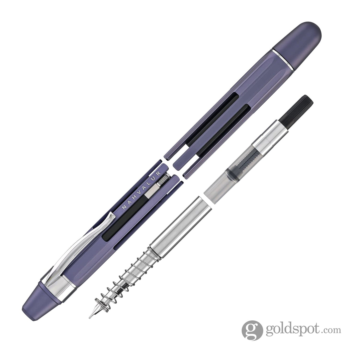 Nahvalur Eclipse Retractable Fountain Pen in Hepatizon with Silver Trim Fountain Pen