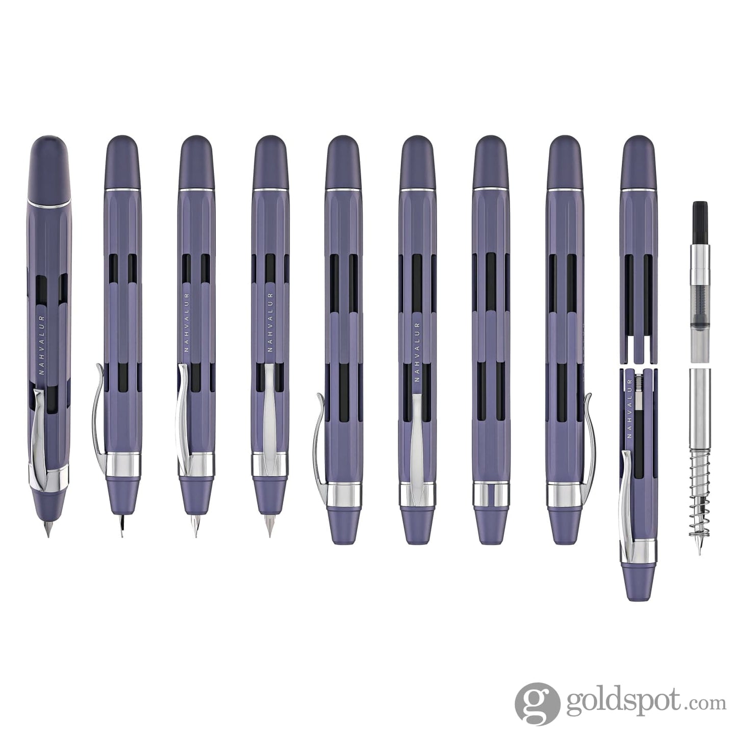 Nahvalur Eclipse Retractable Fountain Pen in Hepatizon with Silver Trim Fountain Pen