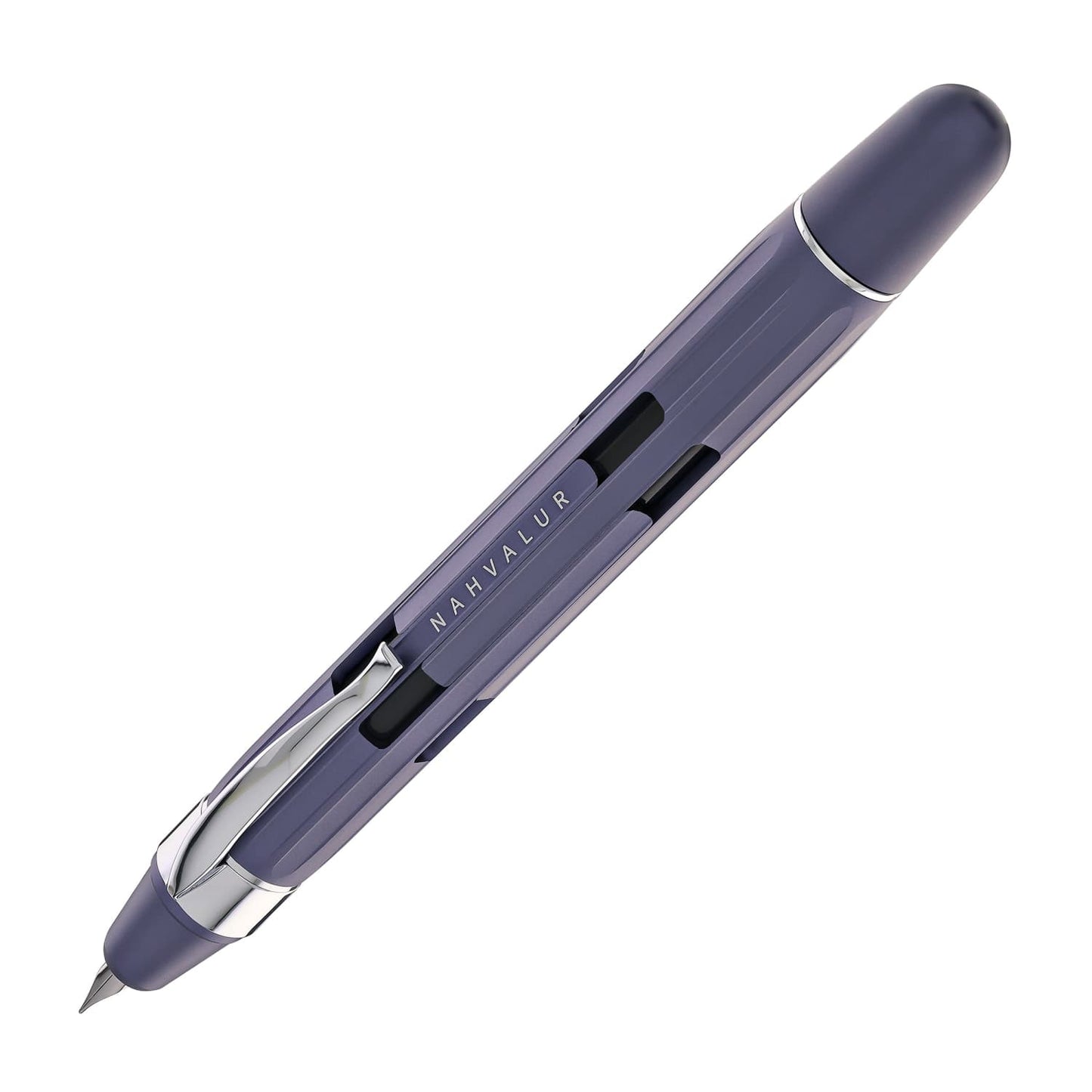 Nahvalur Eclipse Retractable Fountain Pen in Hepatizon with Silver Trim Fountain Pen