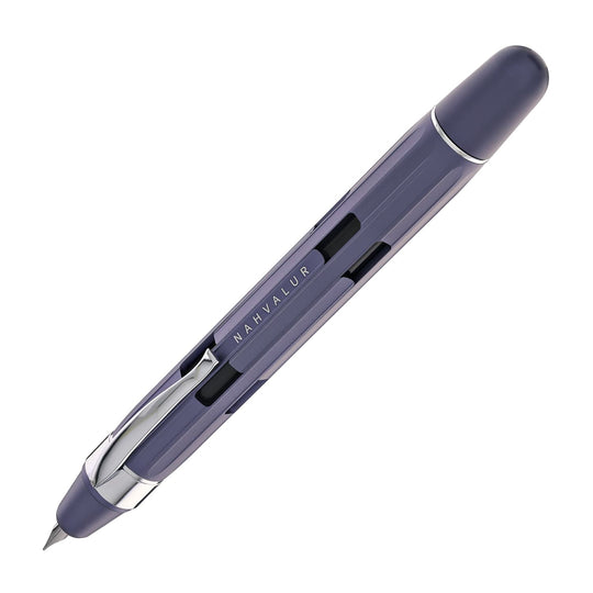 Nahvalur Eclipse Retractable Fountain Pen in Hepatizon with Silver Trim