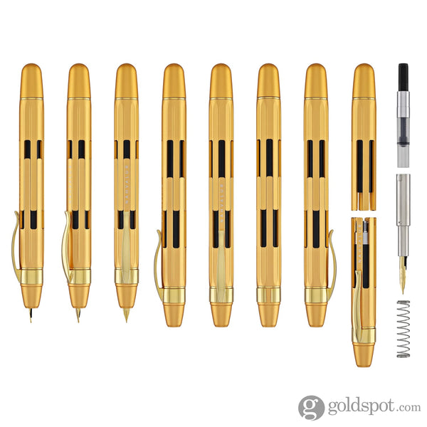 Nahvalur Eclipse Retractable Fountain Pen in Pure Gold Fountain Pen