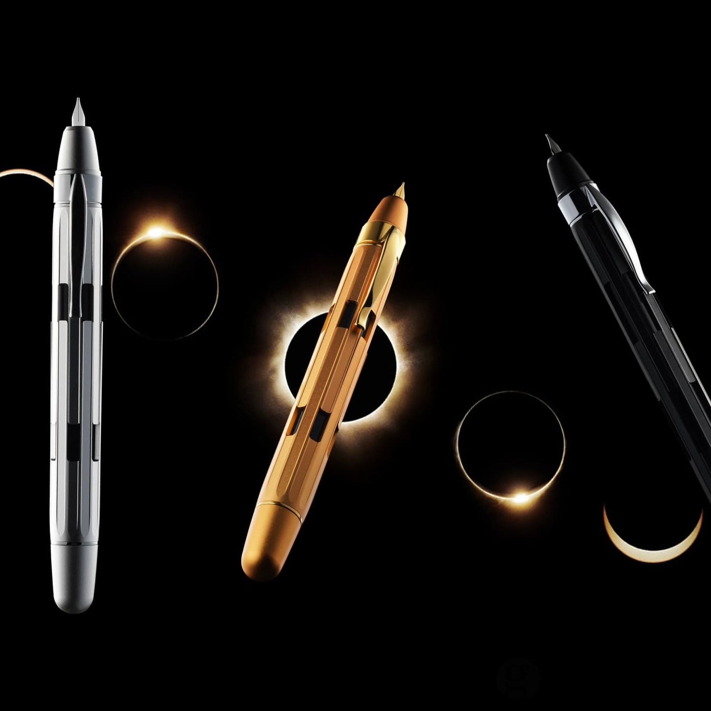 Nahvalur Eclipse Retractable Fountain Pen in Pure Gold Fountain Pen