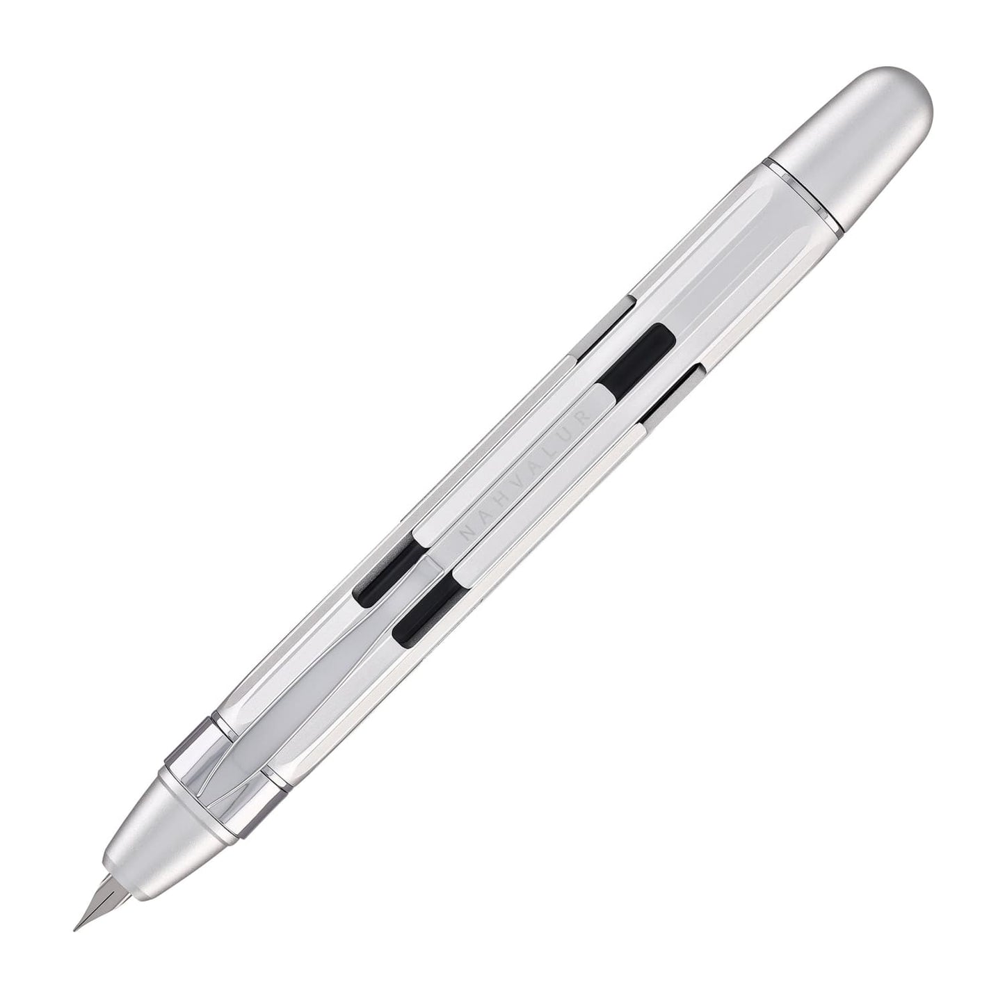Nahvalur Eclipse Retractable Fountain Pen in Pure Silver Fountain Pen