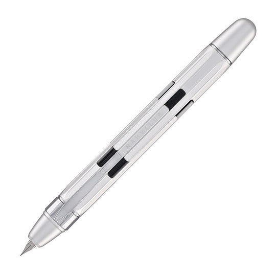 Nahvalur Eclipse Retractable Fountain Pen in Pure Silver
