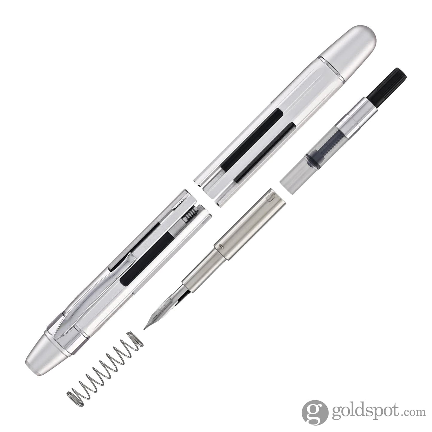 Nahvalur Eclipse Retractable Fountain Pen in Pure Silver Fountain Pen