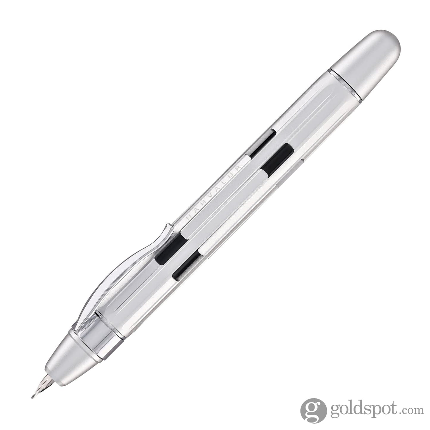 Nahvalur Eclipse Retractable Fountain Pen in Pure Silver Fountain Pen