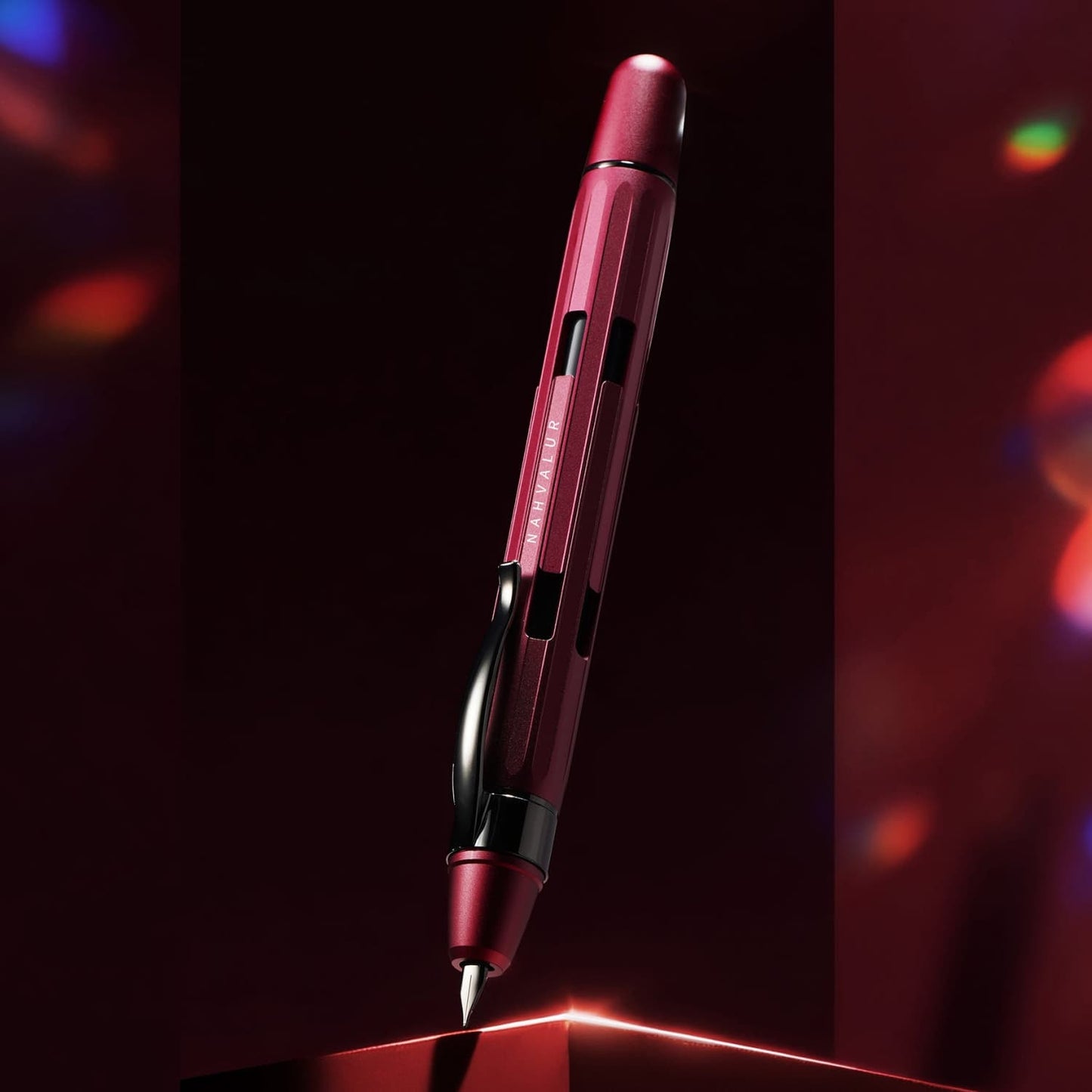 Nahvalur Eclipse Retractable Fountain Pen in Ruby with Black Trim Fountain Pen