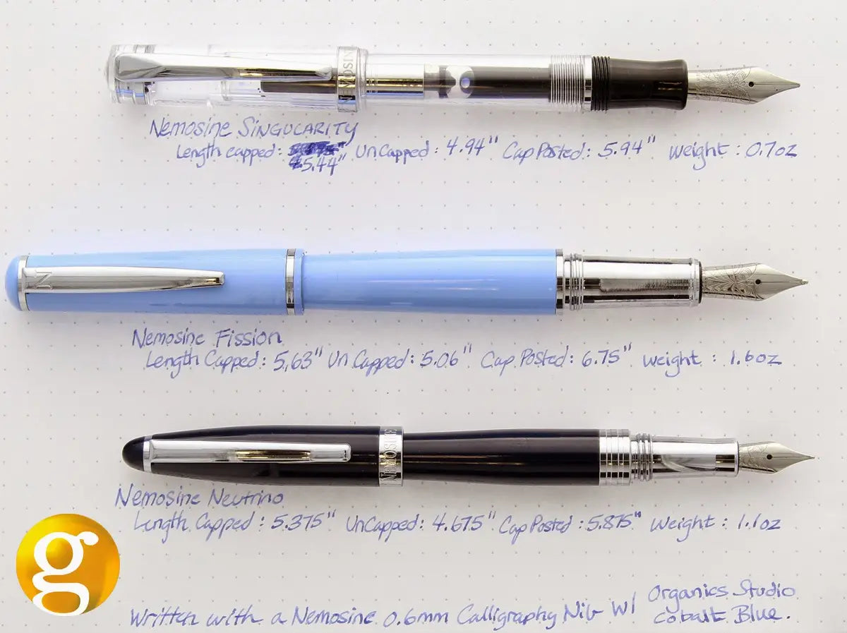 Comparison of Nemosine Singularity Fission & Neutrino Fountain Pens