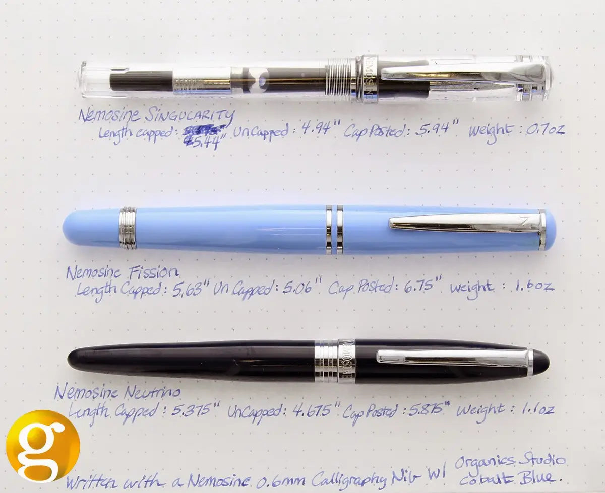 Comparison of Nemosine Singularity Fission & Neutrino Fountain Pens