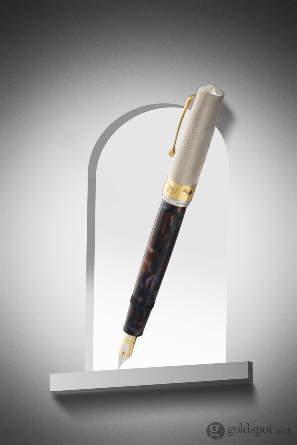 Omas Bologna Fountain Pen in Galassia Argento with Gold Trim 14K Fountain Pen