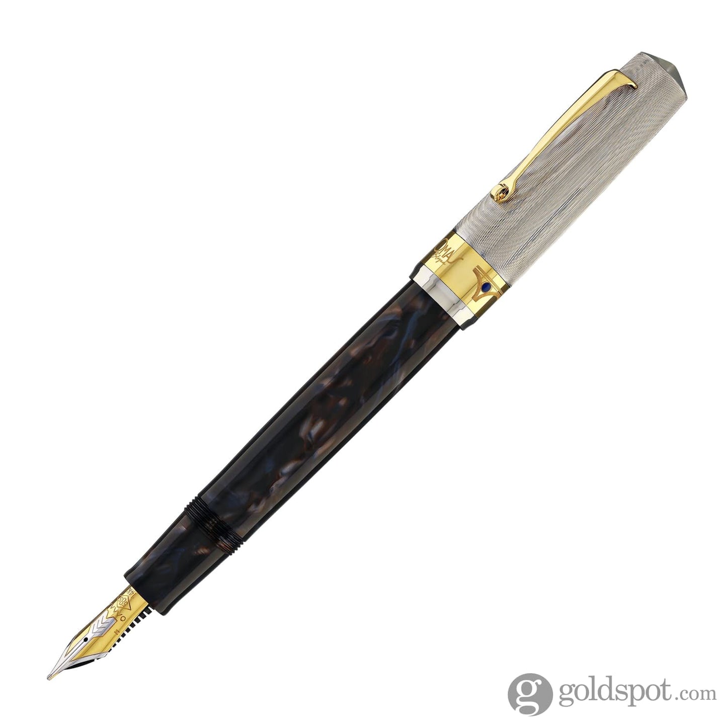 Omas Bologna Fountain Pen in Galassia Argento with Gold Trim 14K Fountain Pen