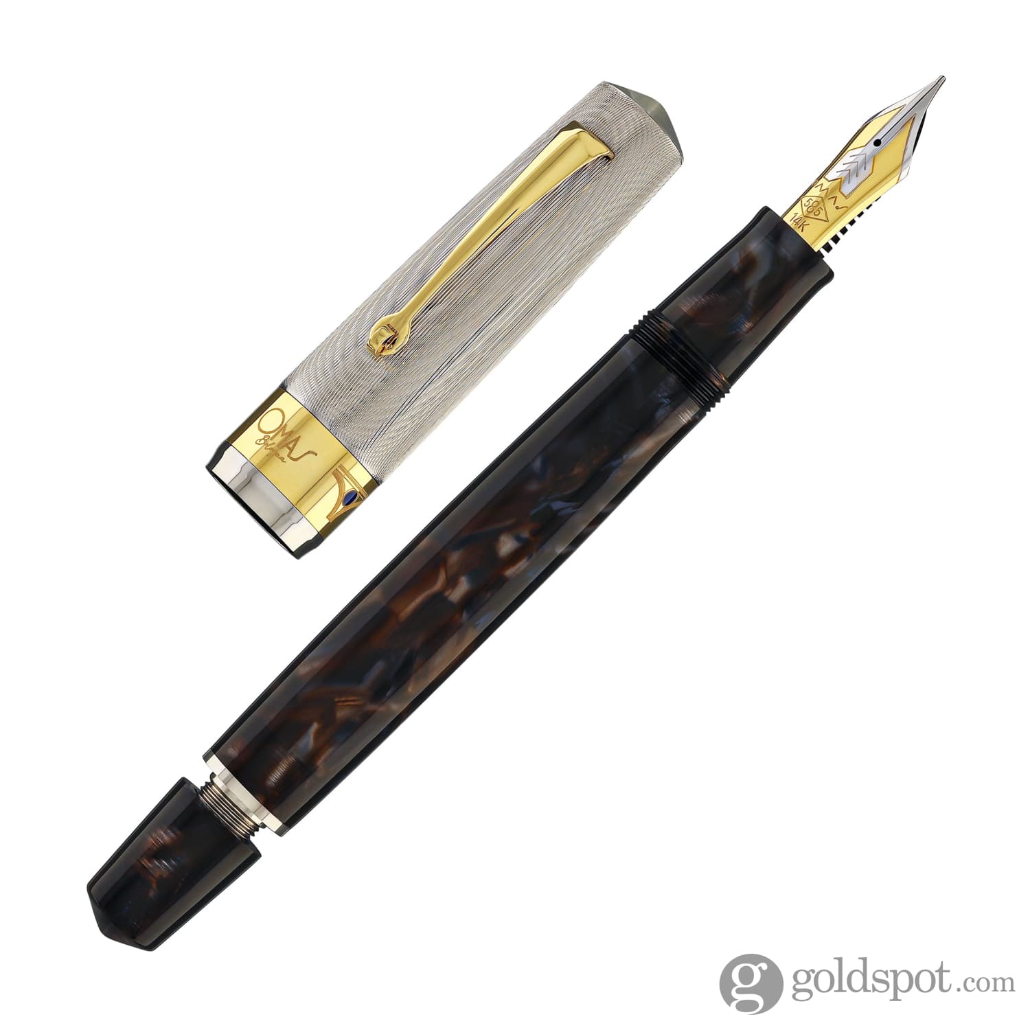 Omas Bologna Fountain Pen in Galassia Argento with Gold Trim 14K