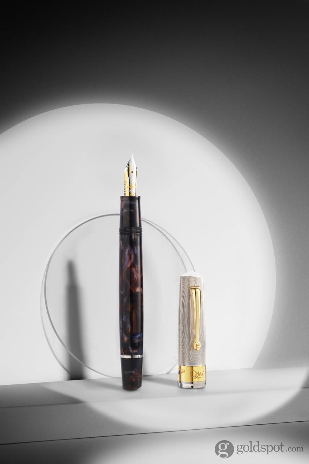 Omas Bologna Fountain Pen in Galassia Argento with Gold Trim 14K Fountain Pen