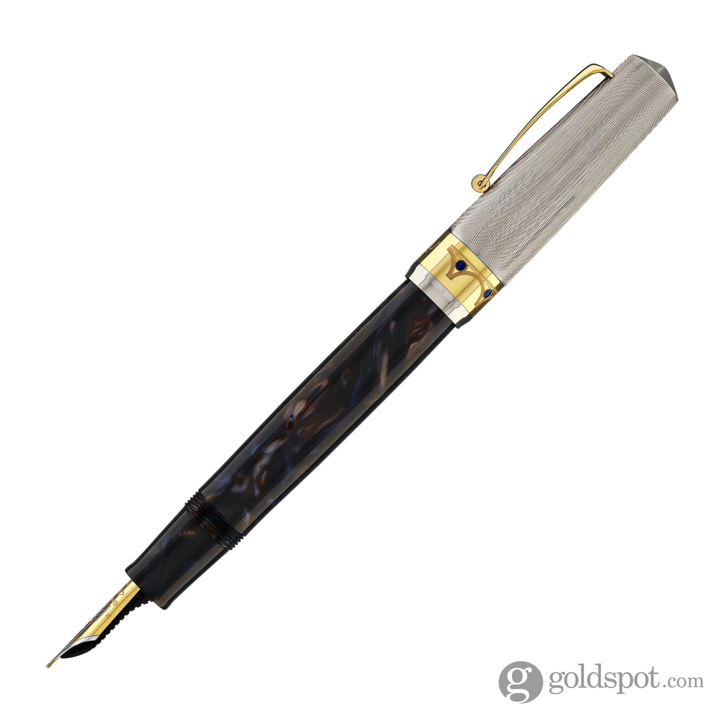 Omas Bologna Fountain Pen in Galassia Argento with Gold Trim 14K Fountain Pen
