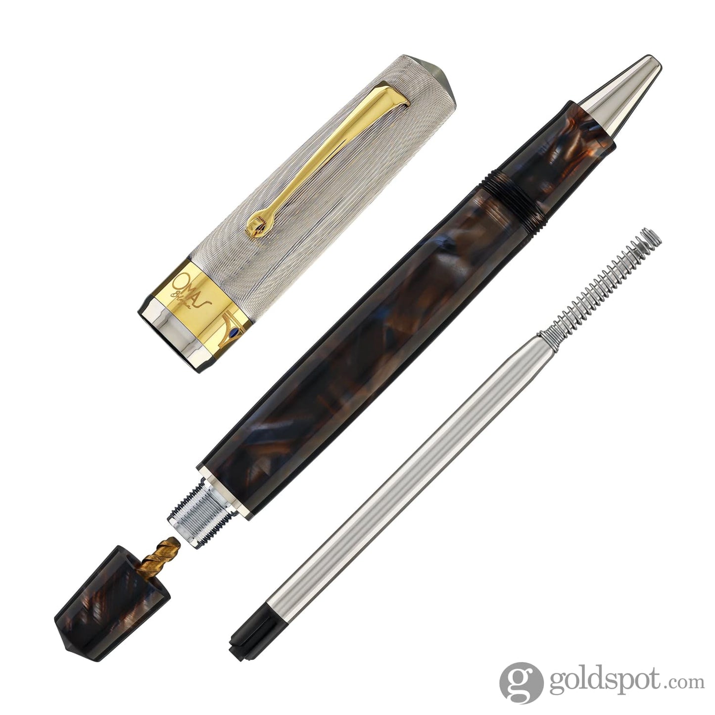 Omas Bologna Rollerball Pen in Galassia Argento with Gold Trim Rollerball Pen