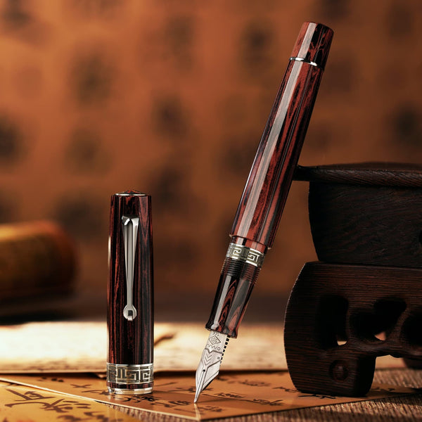 Omas Paragon Calligrafia in Red Ebonite with Ruthenium Trim Fountain Pen