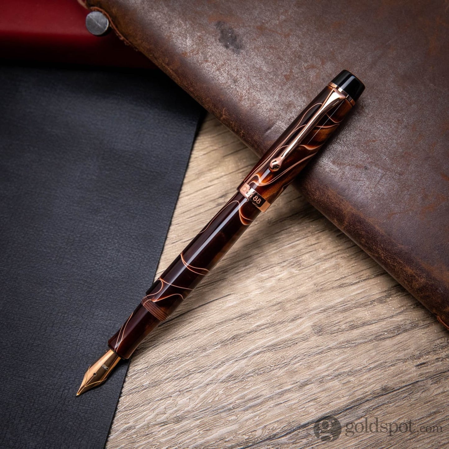 Opus 88 Harmony Fountain Pen in Brown with Rose Gold Medium Fountain Pen