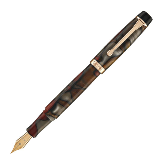 Opus 88 Harmony Fountain Pen in Red Grey Marble with Rose Gold