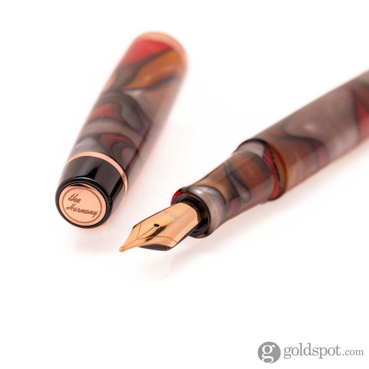 Opus 88 Harmony Fountain Pen in Red Grey Marble with Rose Gold Fountain Pen