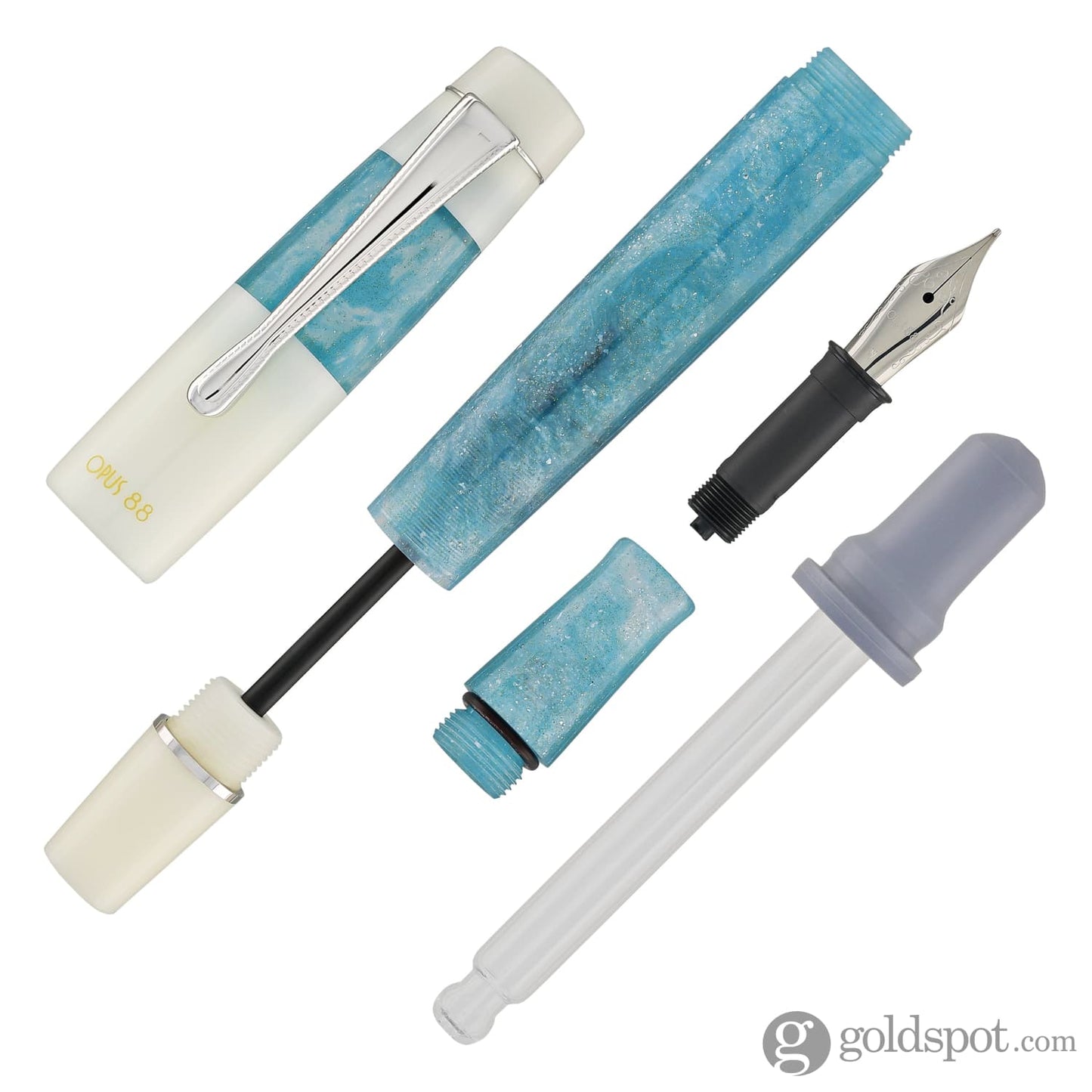 Opus 88 Koloro Fountain Pen in White and Blue Fountain Pen