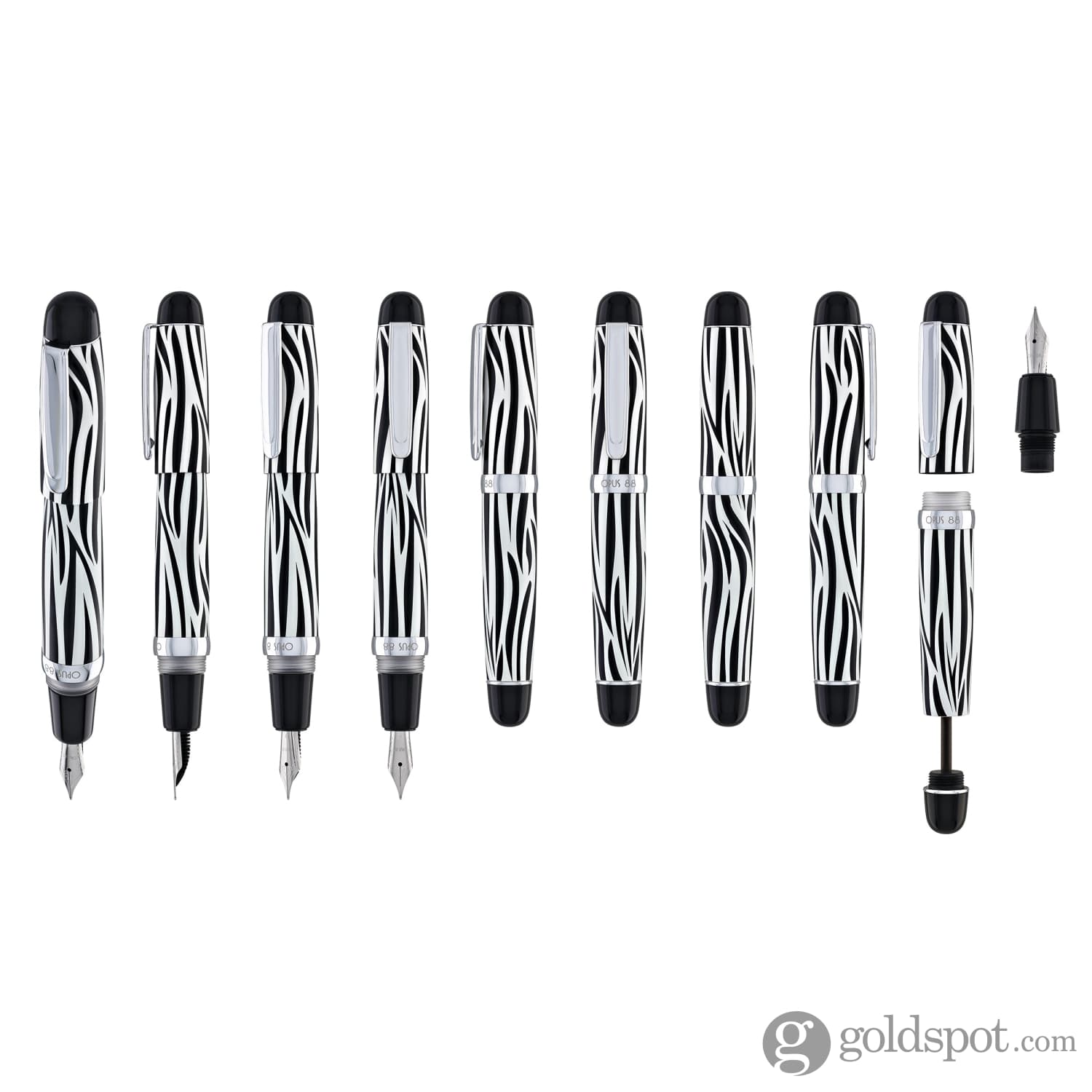 Opus 88 Mini Fountain Pen in Savannah Zebra - Goldspot Pens