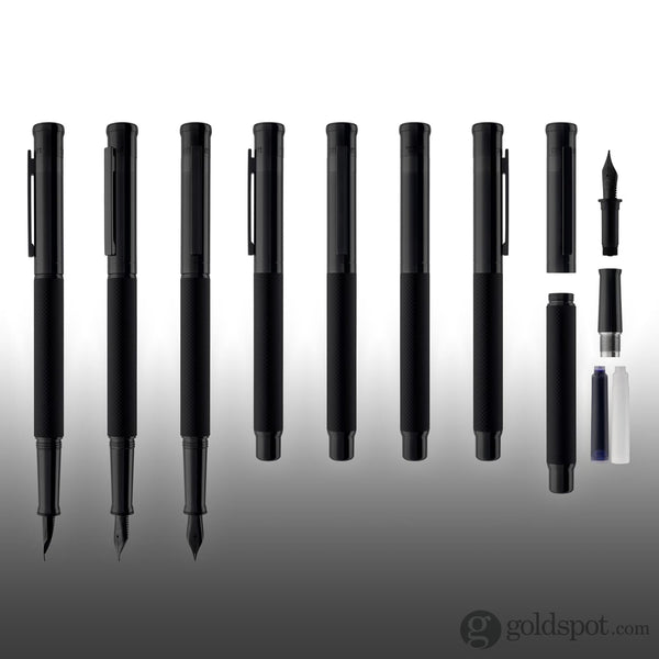 Otto Hutt Design 04 Fountain Pen in Black with Checkered Guilloche Cap PVD Fountain Pen