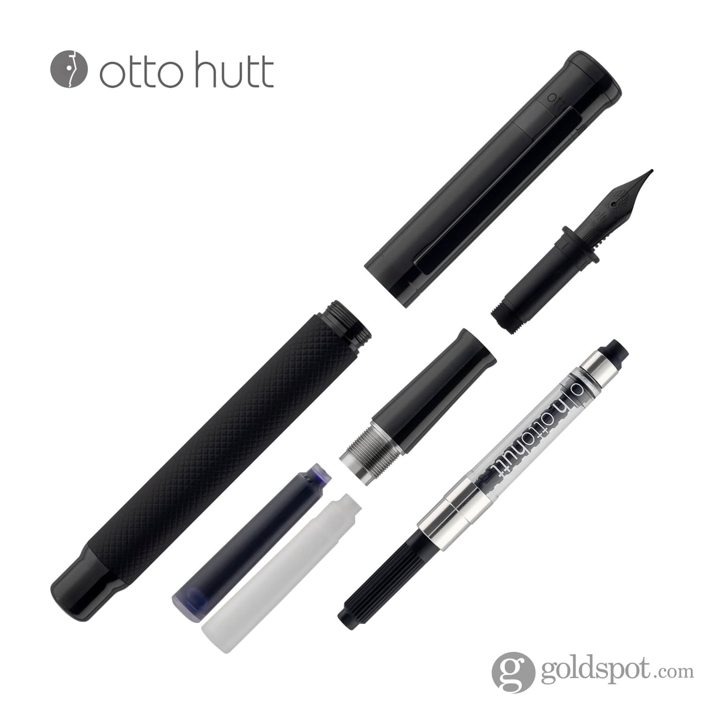 Otto Hutt Design 04 Fountain Pen in Black with Checkered Guilloche Cap PVD Fountain Pen
