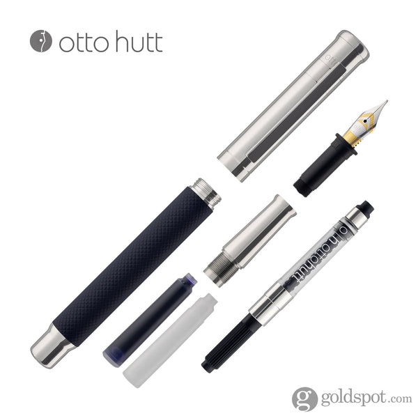 Otto Hutt Design 04 Fountain Pen in Blue with Checkered Guilloche Cap Fountain Pen