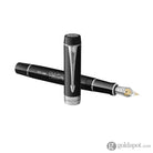 Parker Duofold 135th Anniversary Centennial Fountain Pen in Black with Chrome Trim - 18K Gold Fountain Pen