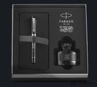 Parker Duofold 135th Anniversary Centennial Fountain Pen in Black with Chrome Trim - 18K Gold Fountain Pen