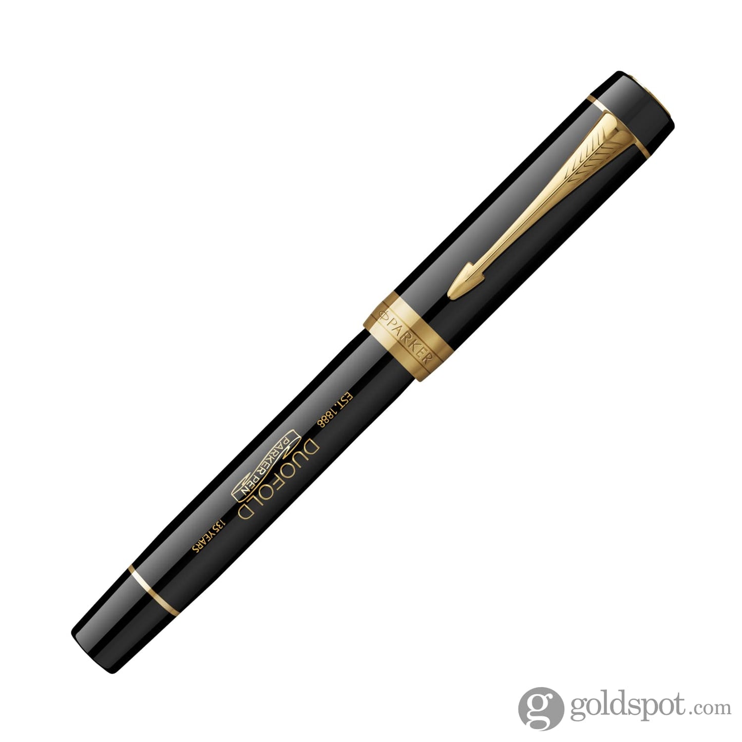 Parker Duofold 135th Anniversary Centennial Fountain Pen in Black with Gold Trim - 18K Gold Fountain Pen