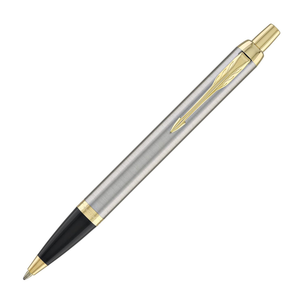 Parker IM Ballpoint Pen in Brushed Metal Gold Trim Ballpoint Pens