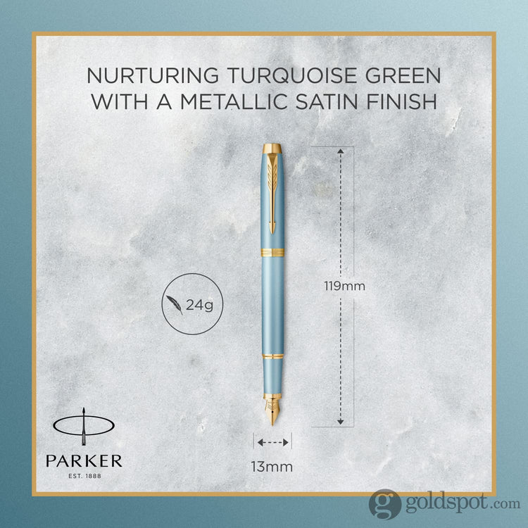 Parker IM Ritual Fountain Pen in Turquoise Green with Gold Trim Fountain Pen