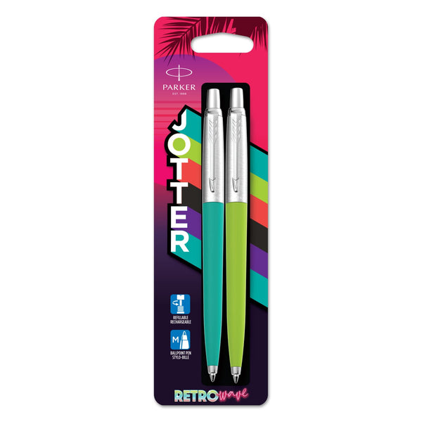 Parker Jotter 80’s Retrowave Turquoise & Green Pen Set - Special Edition Ballpoint Pens