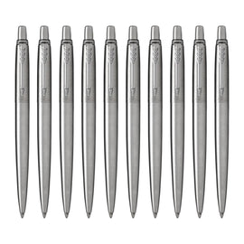 Parker Jotter Ballpoint Pen in Stainless Steel with Chrome Trim - Pack of 10