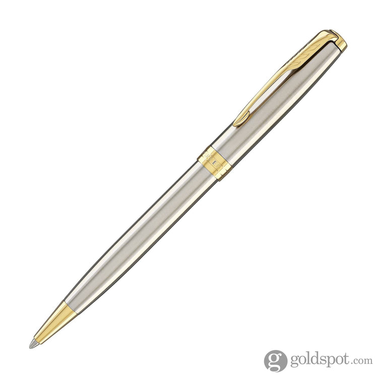 Parker Sonnet Retractable Ballpoint Pen in Stainless Steel with Gold Trim Ballpoint Pens