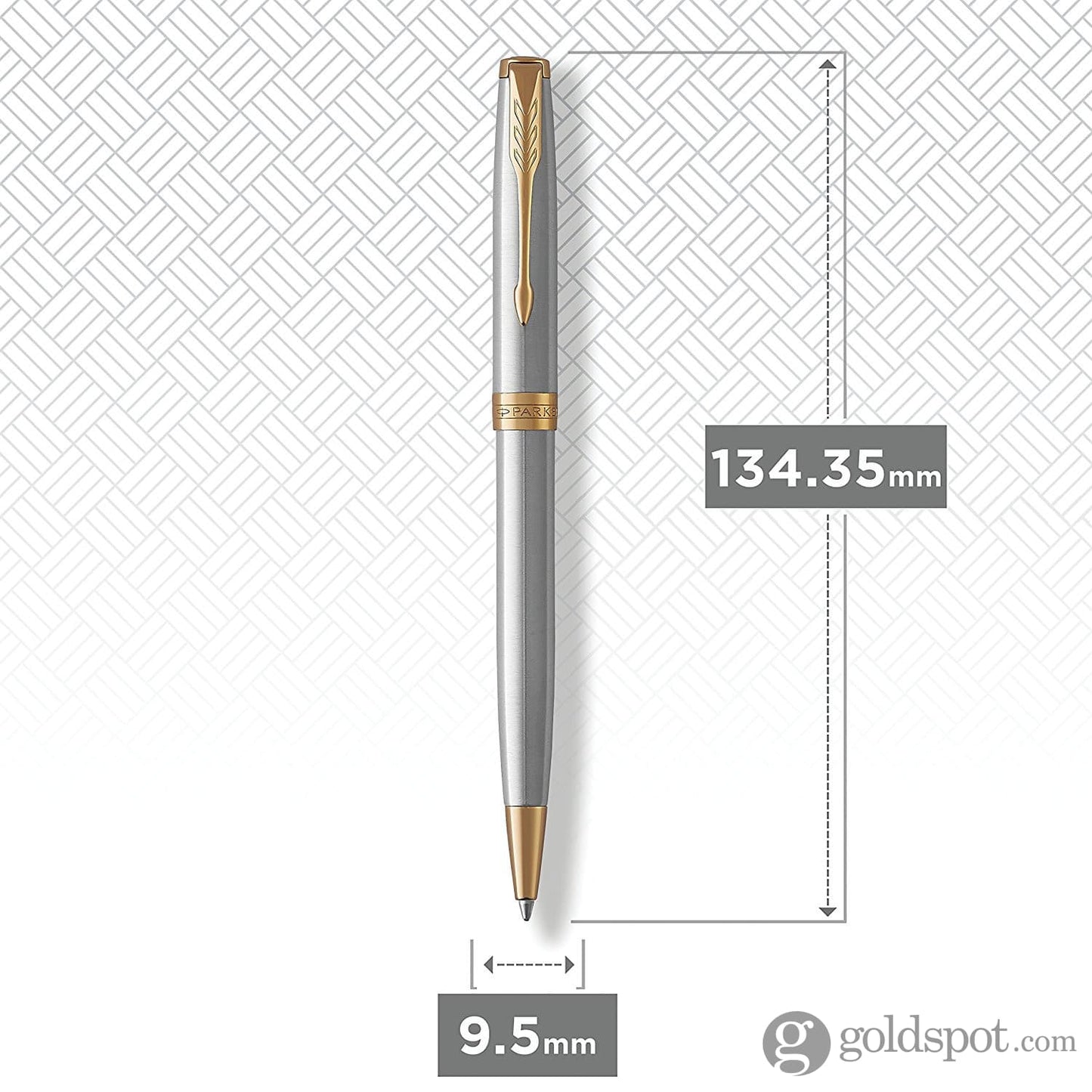 Parker Sonnet Retractable Ballpoint Pen in Stainless Steel with Gold Trim Ballpoint Pens