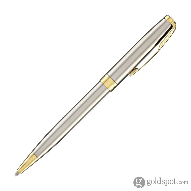 Parker Sonnet Retractable Ballpoint Pen in Stainless Steel with Gold Trim Ballpoint Pens