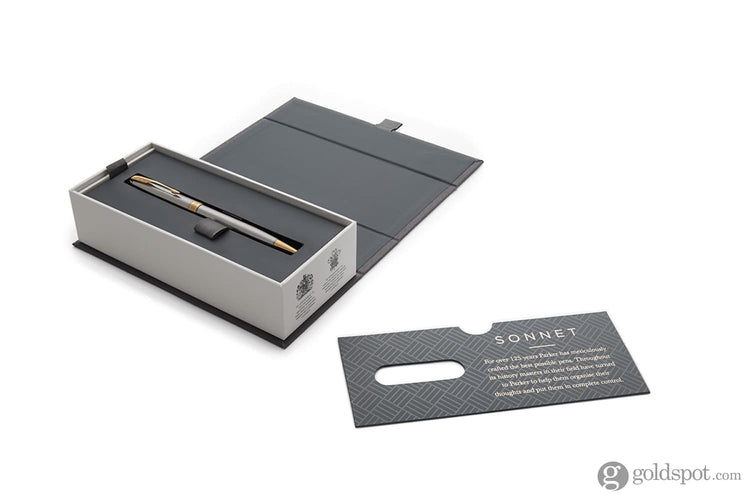 Parker Sonnet Retractable Ballpoint Pen in Stainless Steel with Gold Trim Ballpoint Pens