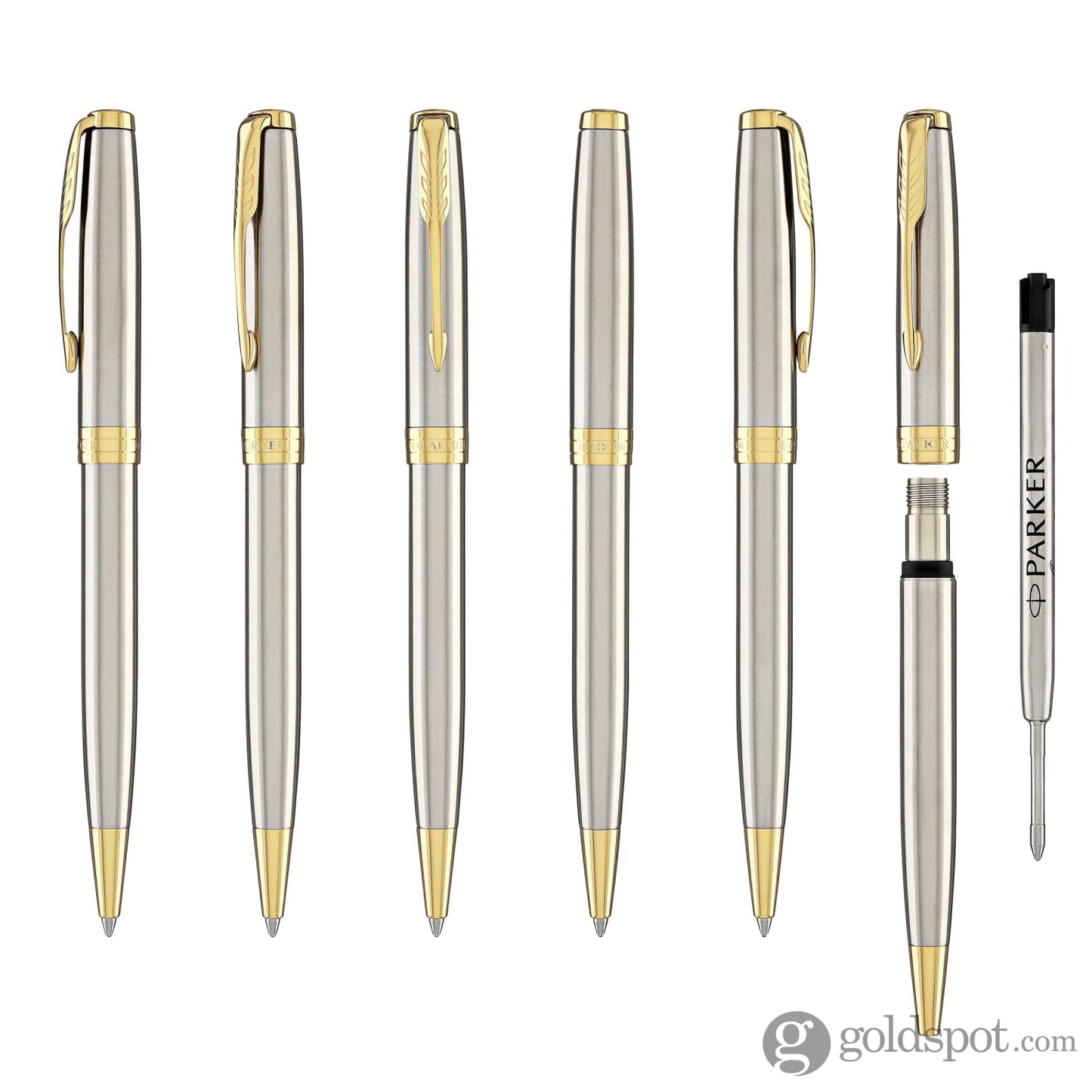 Parker Sonnet Retractable Ballpoint Pen in Stainless Steel with Gold Trim Ballpoint Pens