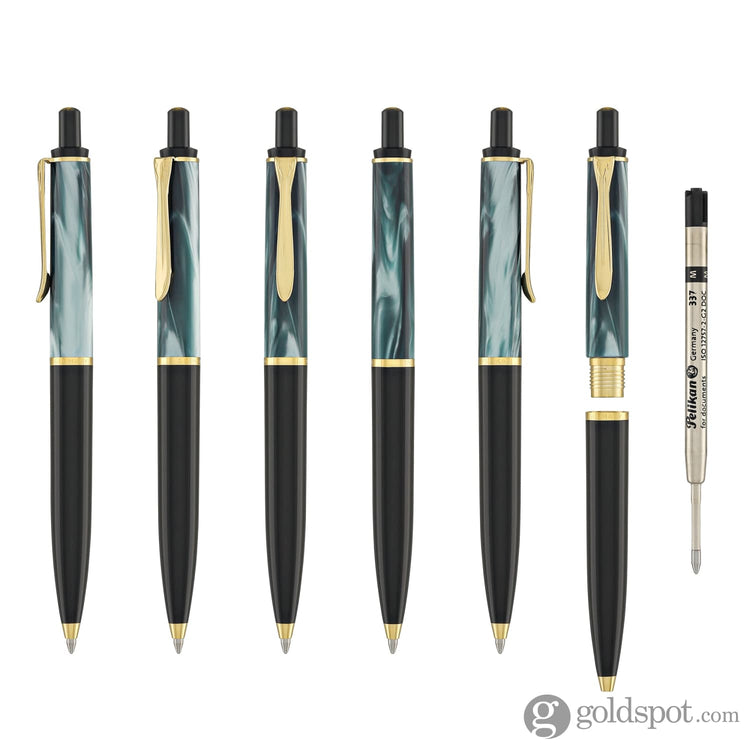 Pelikan K200 Series Ballpoint Pen in Green Marbled with Gold Trim Ballpoint Pens