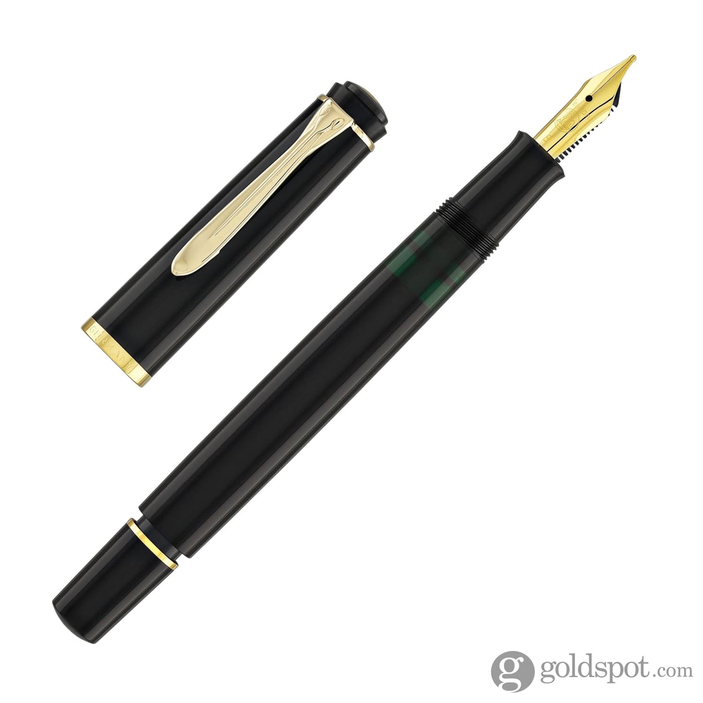 Pelikan M200 Fountain Pen in Black with Gold Trim - Broad Point