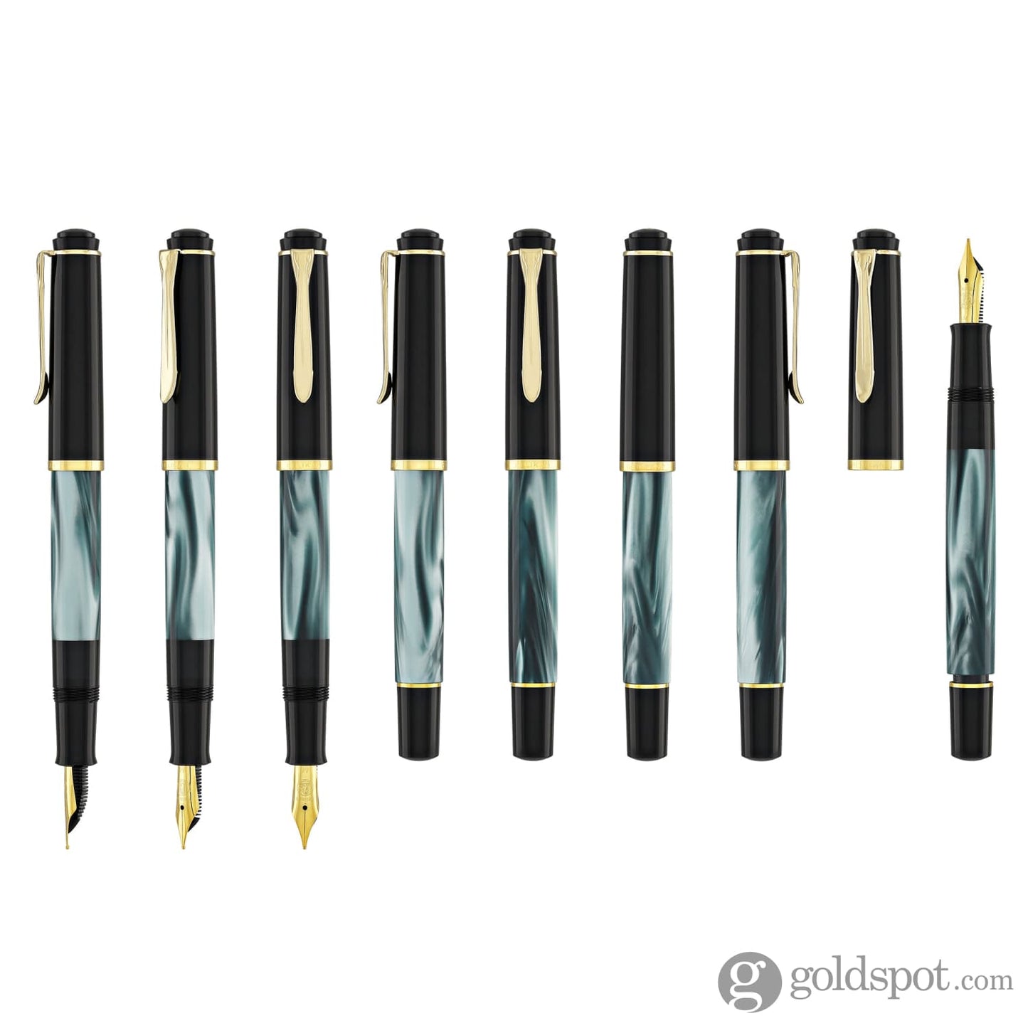 Pelikan M200 Series Fountain Pen in Green Marble with Gold Trim