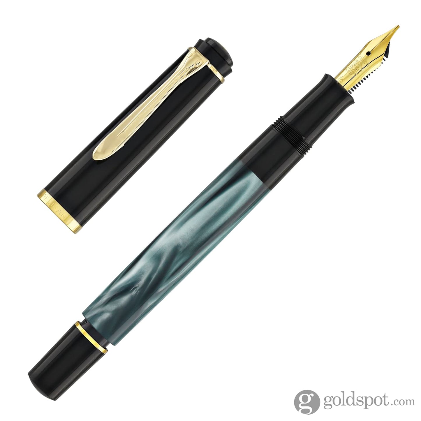 Pelikan M200 Series Fountain Pen in Green Marble with Gold Trim