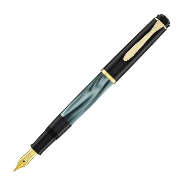 Pelikan M200 万年筆 F 18C-750F PF刻印 Pelikan M200 Series Fountain Pen in Green Marble with Gold Trim