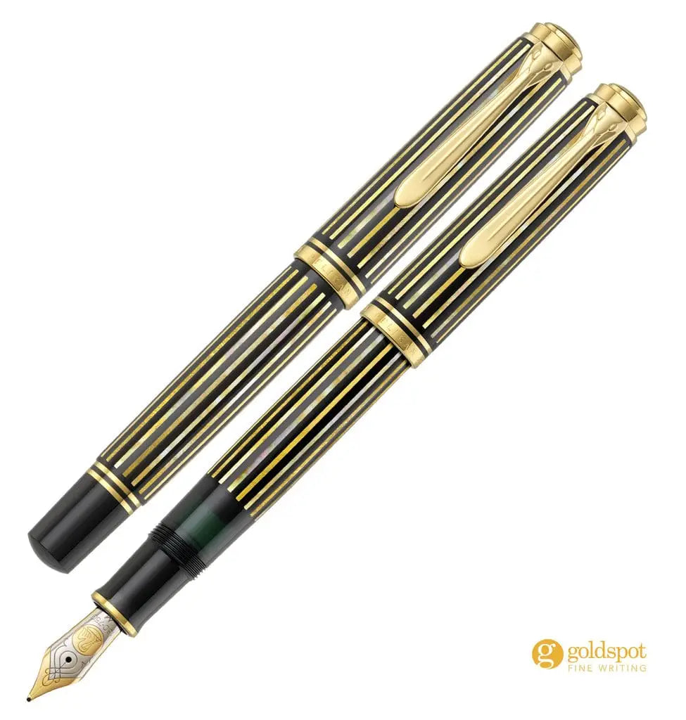 Pelikan M800 Raden Royal Gold Fountain Pen Capped and Cap Posted