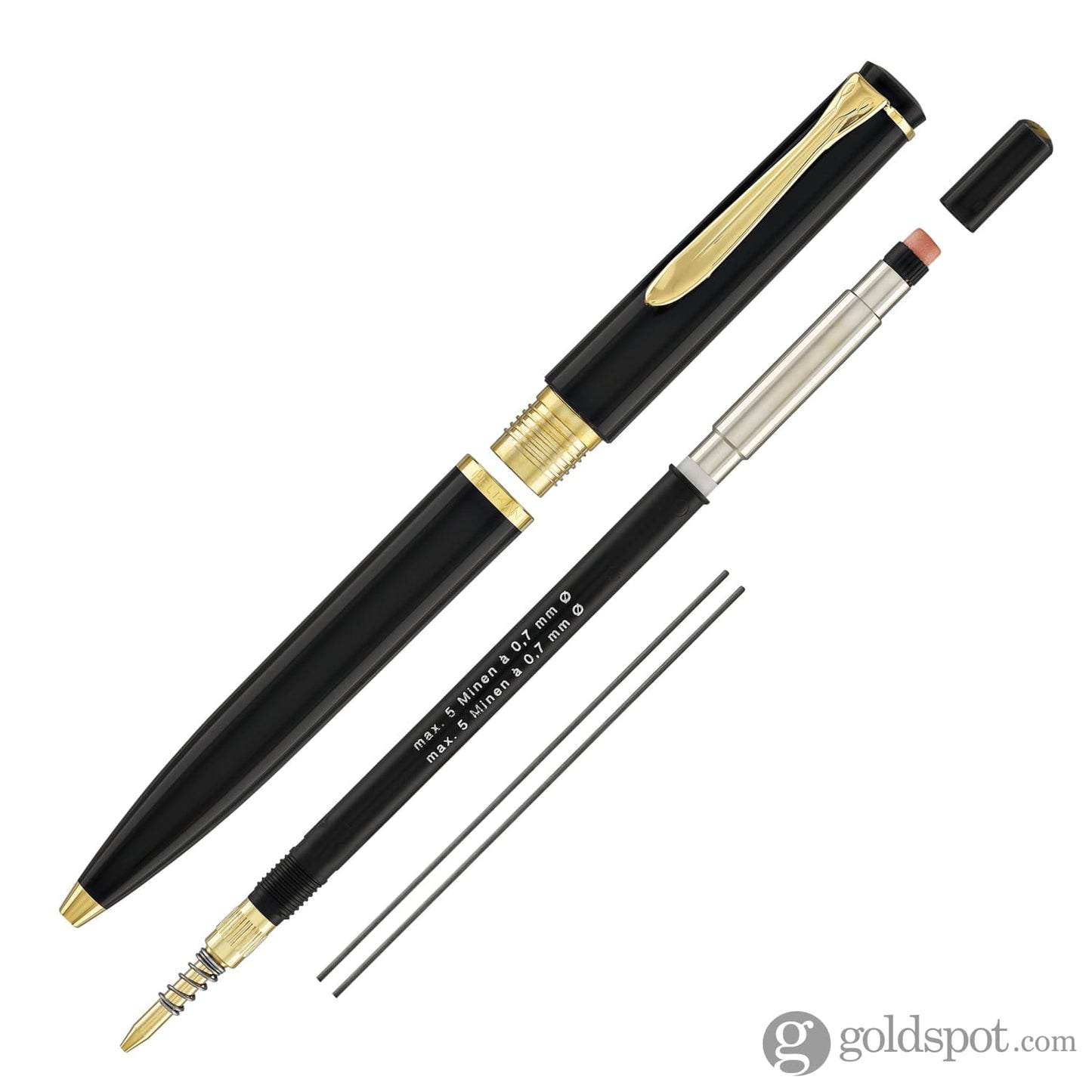 Pelikan P200 Mechanical Pencil in Black with Gold Trim - 0.7mm Mechanical Pencils