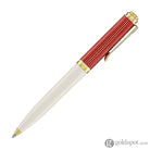 Pelikan Souveran 600 Ballpoint Pen - Red & White with Gold Trim Ballpoint Pens
