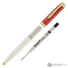 Pelikan Souveran 600 Ballpoint Pen - Red & White with Gold Trim Ballpoint Pens